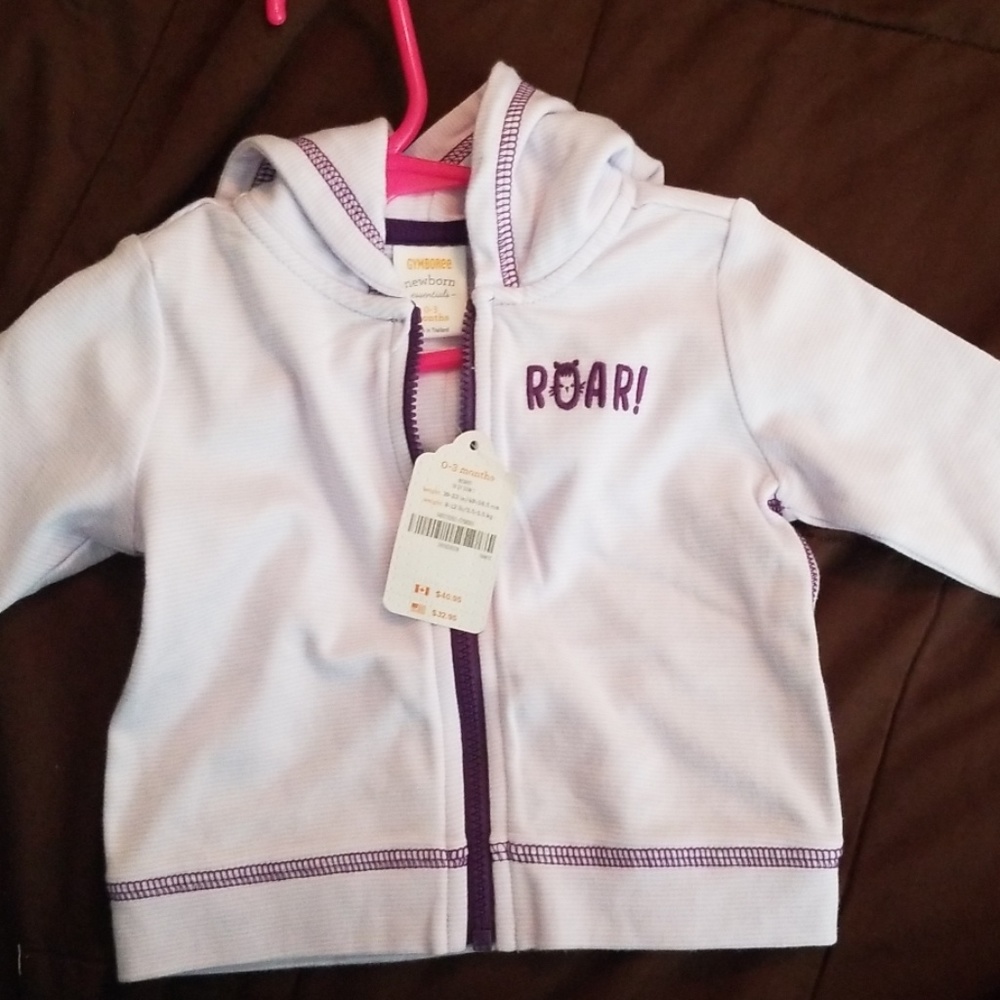 NWTs Gymboree lavender hoodie jacket 0-3m NB